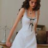 White Eyelet Sleeveless Mini Dress “Romantic Bloom” RB2319