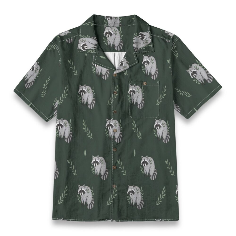 Forest Raccoon Leafy Night Tropical Shirt