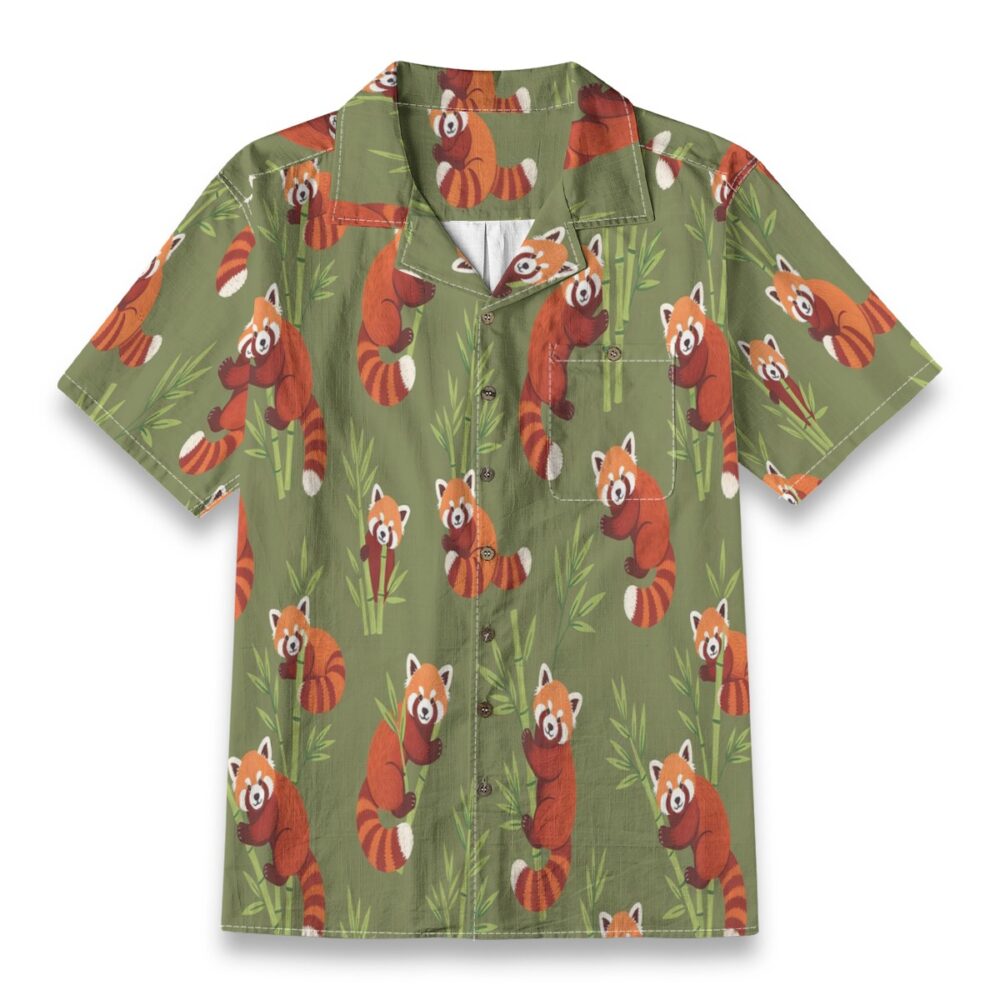 Charming Red Panda Bamboo Jungle Resort Shirt