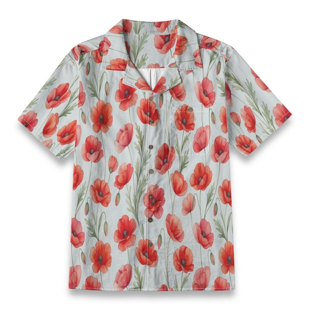 Bold Poppy Field Floral Beach Shirt