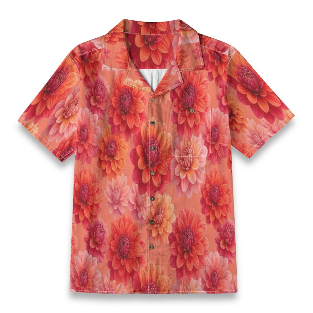 Vibrant Dahlia Blossom Coral Tropical Shirt